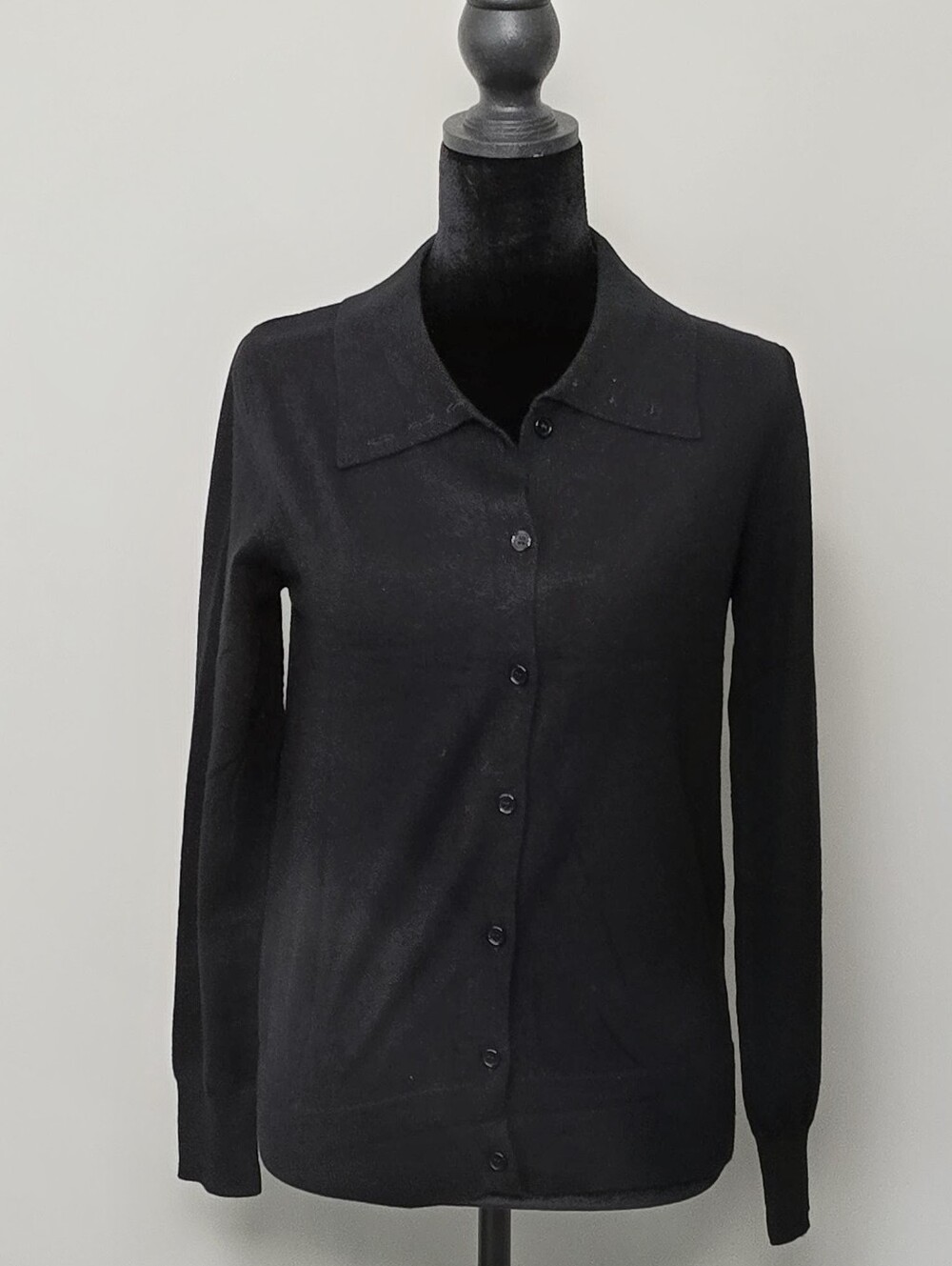 Classic Black Button-Front Women's Sweater